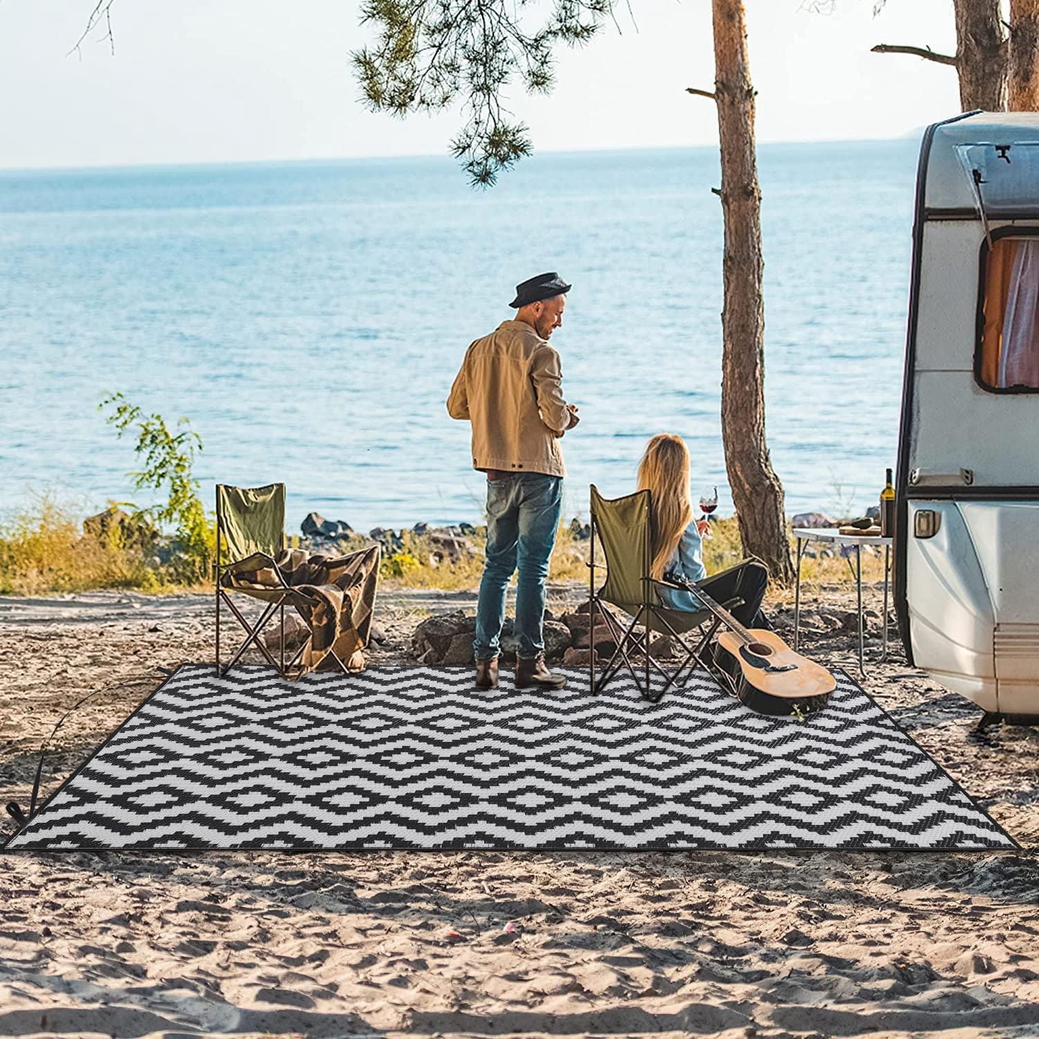 Mainstays 48"x72", polypropylène 100% recyclé, pique-nique extérieur, tapis de plage de Camping Diamond - tapis de plage léger