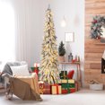 thumbnail image 4 of Gymax 6 FT Pre-Lit Artificial Christmas Tree Snow-Flocked Slim Pencil Christmas Tree, 4 of 10