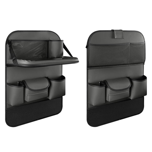 Qiaoxi Car Back Seat Organizer with Foldable Table Tray, Adjustable Buckle Mounting, Multi-Functional Storage Rack Phone Pockets, Utility Tool for Kids Toddlers Travel