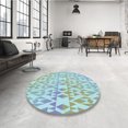 thumbnail image 4 of Ahgly Company Tapis Rond Lavable en Machine Bleu Lagon Transitionnel, 6 Pieds Rond, 4 of 7