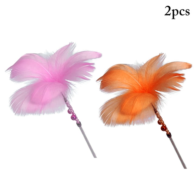 2PCS Cat Feather Teaser Interactive Belle Chat Jouet Interactif Chat Teaser Baguette