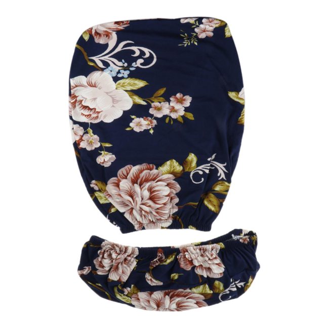 Split Office Chair Covers Stretch Computer Rotating Chair Slipcover ~ Style 8 Floral-Navy