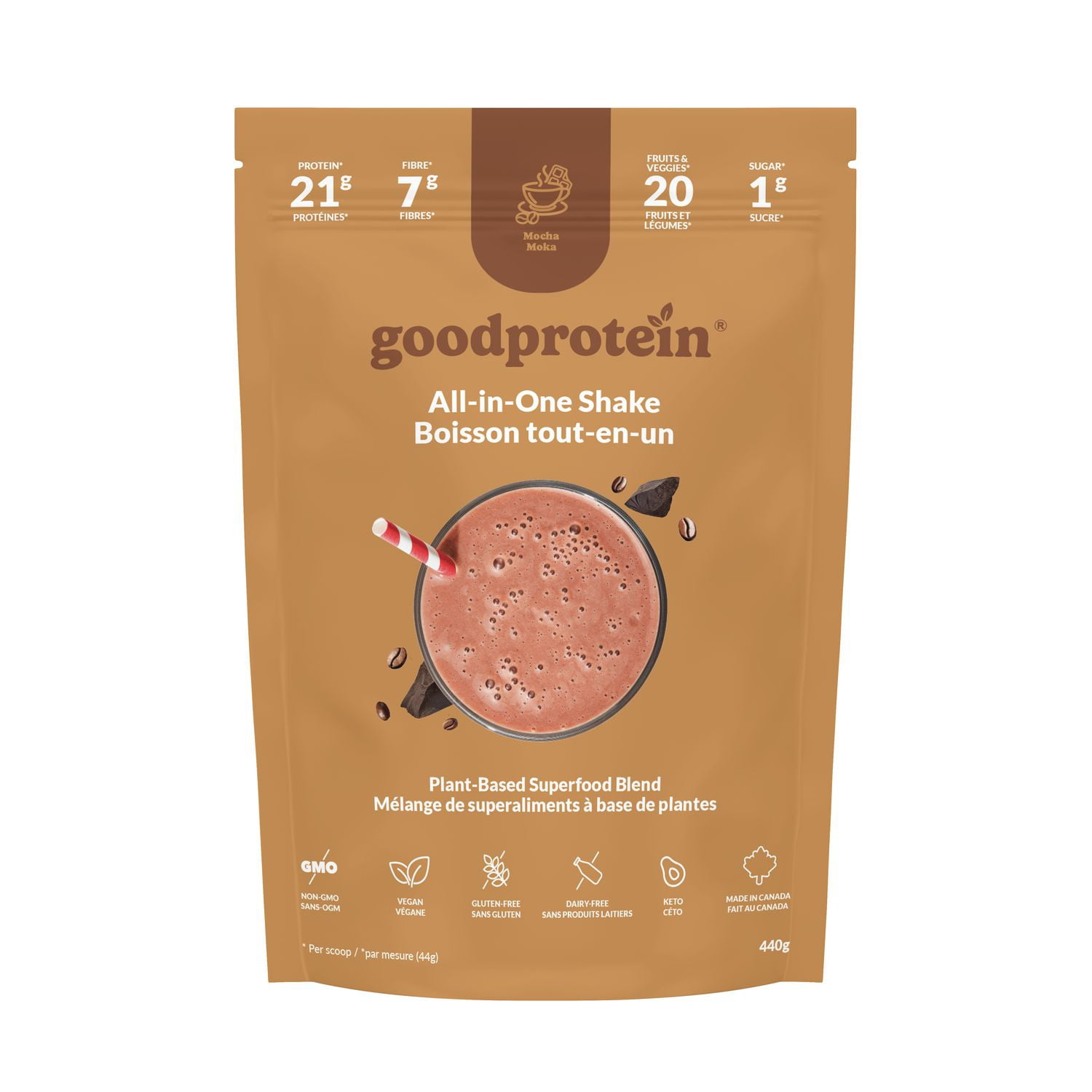 Good Protein, Mocha All-in-One Shake, 440g