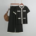 thumbnail image 2 of Ensembles Assortis de Détente pour Femmes, T-Shirts à Manches Courtes à Col Rond, Pantalons Amples à Jambes Larges, Pyjamas, Ensembles de PJs, Vêtements d'Été pour Femmes, 2 of 4