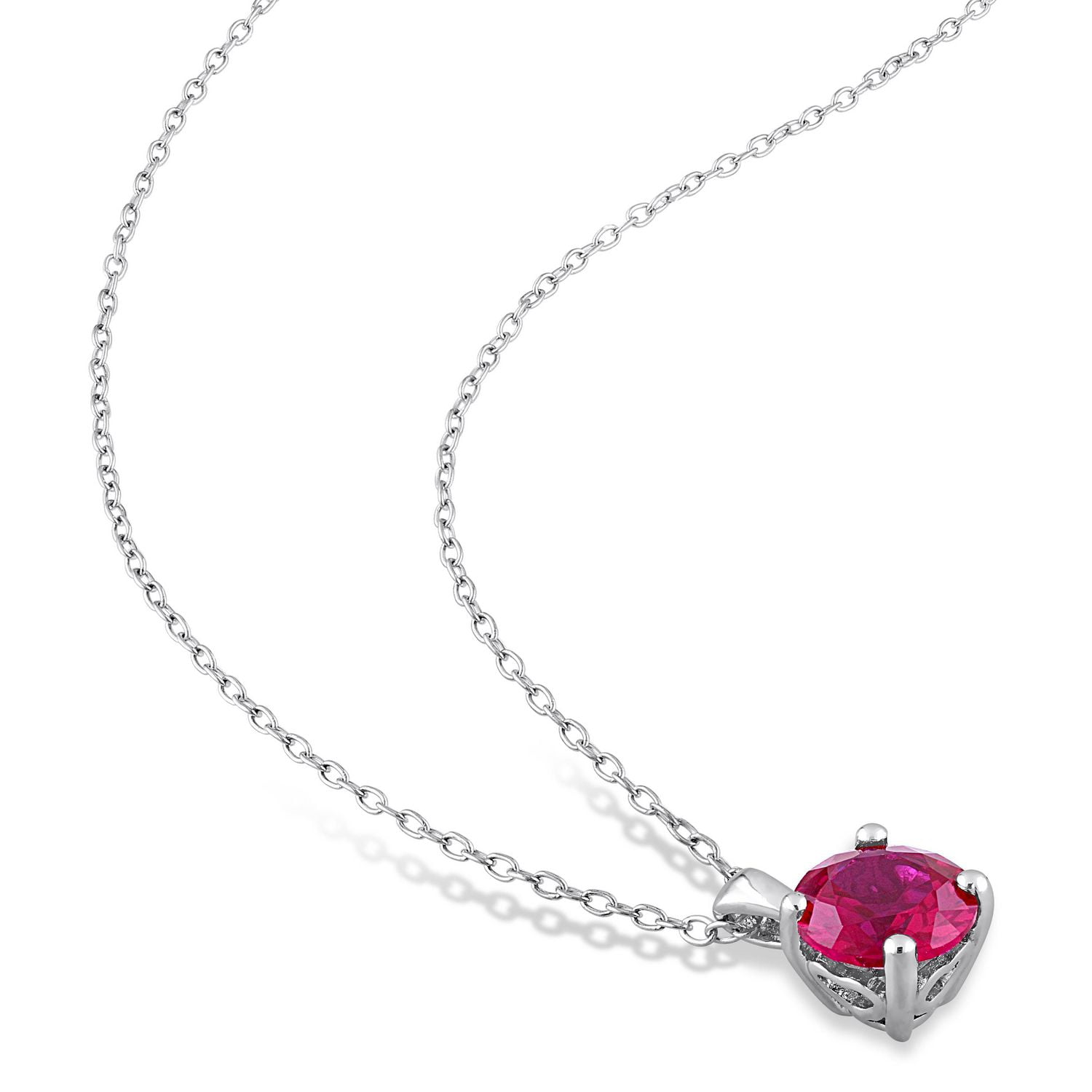 Miabella 1 5/8 Carat T.G.W. Created Ruby Sterling Silver Solitaire Pendant with Chain