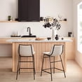 thumbnail image 2 of Bouclair Oatmeal Fabric and Metal Counter Stool, 2 of 7