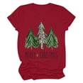 thumbnail image 1 of T-shirt Décontracté à Manches Courtes et Col Rond pour Femmes avec Imprimé Arbre de Noël, 1 of 9