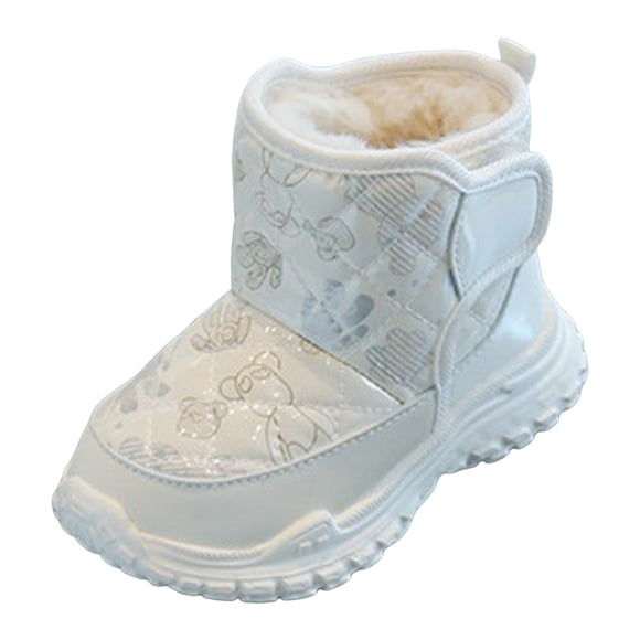 Yammkia Snow Boots for Kids Waterproof Toddler/Little/Big Kids Barefoot Shoes Girls Boys Winter Wide Toe Box Fur Lined Warm Anti-Slip High Top Snow Boots Size 8 (White,Toddler 8)