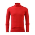 thumbnail image 1 of yardsong Couche de Base Thermique de Compression à Col Montant pour Hommes - Automne Hiver Chaud à Manches Longues Chandail Uni Rouge, TG, 1 of 5