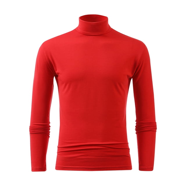 yardsong Couche de Base Thermique de Compression à Col Montant pour Hommes - Automne Hiver Chaud à Manches Longues Chandail Uni Rouge, TG