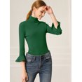 thumbnail image 4 of INSPIRE CHIC Chandail pour Femme à Col Roulé, Manches 3/4 à Volants, Coupe Ajustée, Tricot Côtelé, TG Vert, 4 of 6