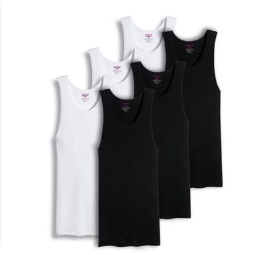 Paquets de 3 à 6 de Débardeurs Côtelés 100 % Coton pour Hommes, Noirs et Blancs, Camisoles
