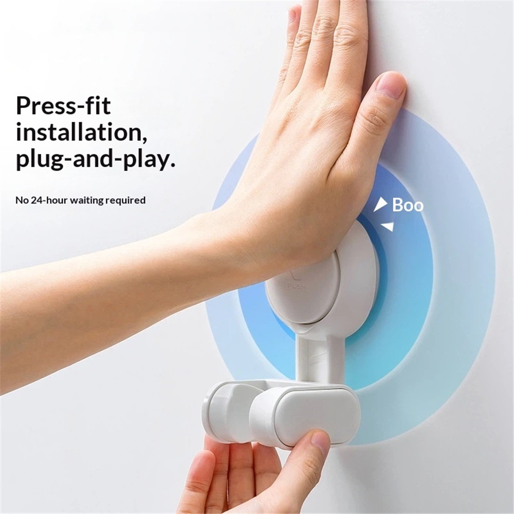 Suction Cup Adjustable Handheld Shower Head Holder – No-Drill Bracket For Tile/Glass/Walls, Universal Fit With Side Hooks