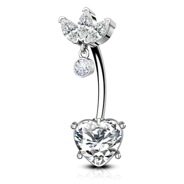 DEBGFS Bague de Nombril Cœur Perçage de Nombril Brillant Bijou de Nombril Perçage Corporel