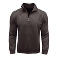 thumbnail image 2 of RXIRUCGD Blouse pour Homme, Mode Décontractée, Couleur Unie, Fermeture Éclair, Manches Longues, Col Montant, Brun, Taille : L, 2 of 5