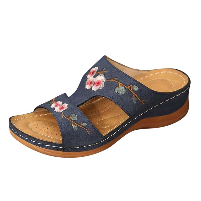 Embroidery Orthopedic Comfy Flip Flop Sandals Open Toe Summer Outdoor Slippers Wedges Slippers for
