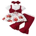 thumbnail image 1 of MesaSe Bébé Filles Bell Bas 3Pcs Floral Tenues à Manches Longues / Courtes Patchwork Tops Évasé Pantalon Bandeau Rouge Manches Courtes, 1 of 7