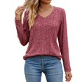 thumbnail image 1 of vdgthytj Sweaters for Women Long Sleeve Fall Fashion V Neck Knitted Tops Comfort Soft Basic Pullover Shirts, 1 of 4