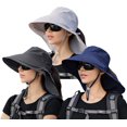 thumbnail image 1 of Lot de 3 Chapeaux de Soleil Queue de Cheval pour Femmes avec Rabat de Nuque, Grand Bord, Protection UV, Chapeau Bob, Été, Plage, Pêche, Randonnée, Jardin, UPF 50+, 1 of 5