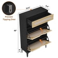 thumbnail image 3 of GloryStar Rattan Shoe Cabinet with 2 Flip Drawers and 1 Pull-Out Drawer, Free Stand Shoe Storage Cabinet, 3-Position Adjustable Shelf, Narrow Shoe Cabinet for Entryway/Porch, 3 of 8