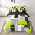 thumbnail image 2 of Erosebridal Geometry Lines Bedding Queen Size,Patchwork Rectangle Comforter Sets with Sheets,Stripe Bedroom Decor,Reversible,Lightweight,7 Pieces, 2 of 5