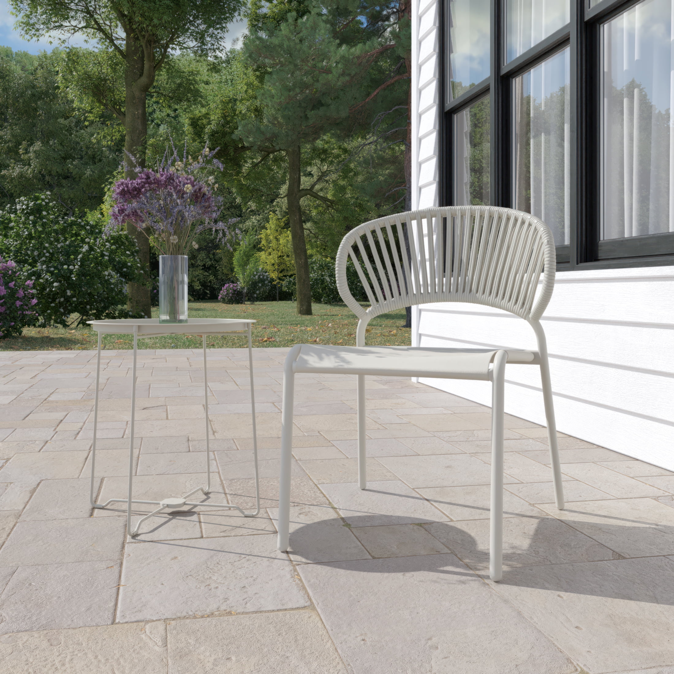 Chaise empilable extérieure en acier Elora HOMETRENDS, grège