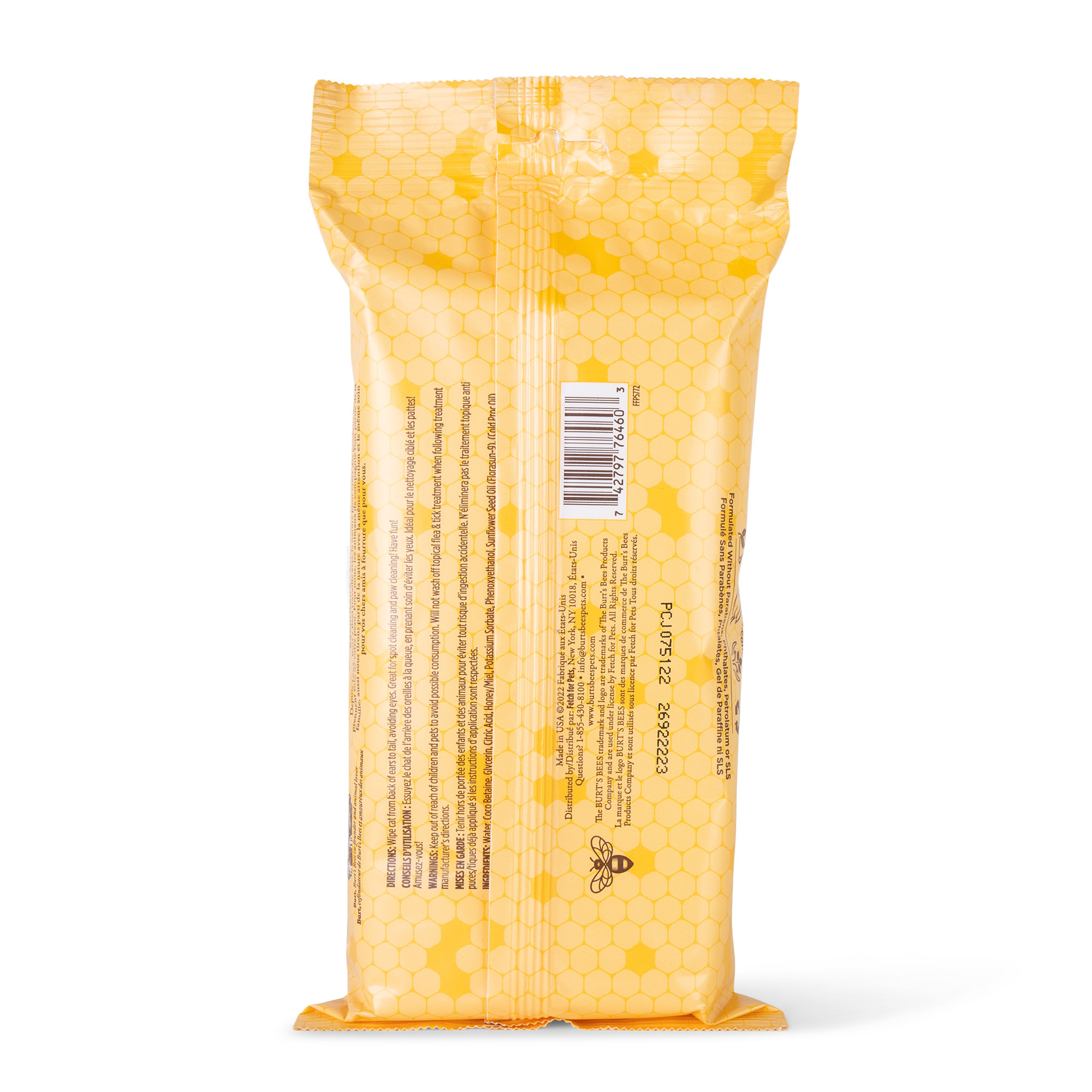 Burt's Bees pour Chats Lingettes Anti-Boules de Poils 50 Lingettes