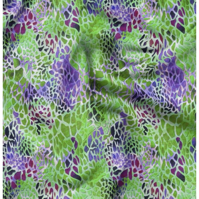 Soimoi Green polyester Crepe Fabric Leopard Animal Skin Printed Fabric 1 Yard 42 Inch Wide