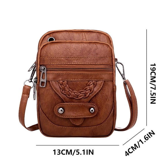 Fridja Clearance Under $5 Small Crossbody Bags for Women Trendy, Multi-compartment Leather Crossbody Phone Purses Handbags with Adjustable Strap for Work Travel Shopping, Brown