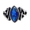 thumbnail image 2 of Men Crystal Ring Party Ceremony Wedding Boys Vintage Style Simple Design Portable Steel Rings Hand Jewellery Birthday Gift Blue Size 9, 2 of 6