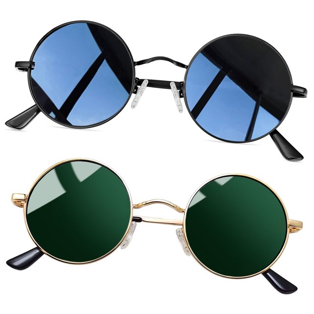 Joopin Lunettes de Soleil Rondes Rétro Petites pour Hommes Femmes Lunettes de Soleil Rondes Tendance Protection UV400 Teintes Métalliques