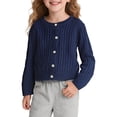 thumbnail image 4 of Wdgfv Filles Garçons Cardigan en Lin à Col Rond Chandail Tricoté et Tenue Douillette et Stylée pour Enfants Marine 7-8 Ans, 4 of 4