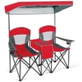 thumbnail image 2 of Goplus Chaises de Camping Portatives Pliantes avec Auvent, Porte-Gobelet, Glacière, Extérieur, Rouge, Breveté, 2 of 10