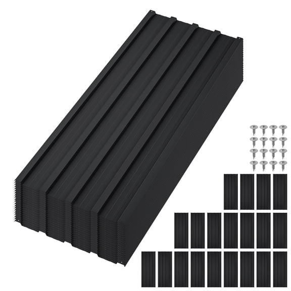 Lot de 20 Panneaux de Toiture en Acier Galvanisé, Tôles de Toit Ondulées avec Vis, Imperméables et Faciles à Installer pour Parement d'Auto, Porche, Pergola, 3,54 5 6,1 Pi, Brun Gris Noir