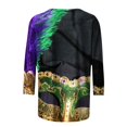thumbnail image 5 of Outfmvch Chemises Mardi Gras pour Femmes, Manches 3/4 Hauts pour Femmes, Tenue Mardi Gras pour Femmes, Blouses pour Femmes, Hauts d'Entraînement pour Femmes, Tunique Graphique de Carnaval Manches 3/4 Col Rond Blouse Bleu Foncé TG, 5 of 5