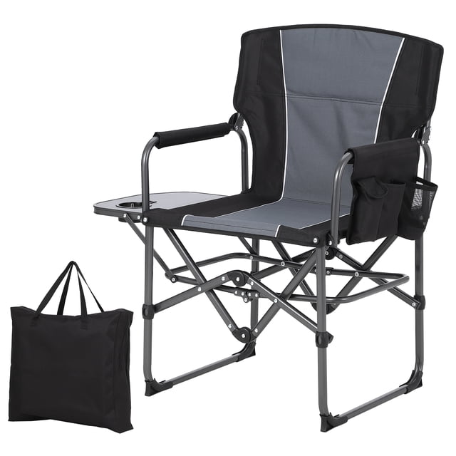 Oversized Folding Camping Directors Chair with Side Pockets and Storage Rack, Heavy Duty Portable Folding Chair with Side Table, Pocket for Beach, Fishing,Trip,Picnic,Lawn,Concert