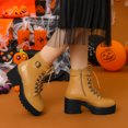 thumbnail image 2 of Unique Bargains Bottes de Combat à Cheville à Plateforme à Talon Épais pour Femmes, 2 of 6