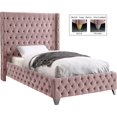 thumbnail image 2 of Meridian Furniture Savan Pink Velvet Twin Bed, 2 of 6