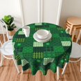 thumbnail image 3 of St. Patricks Day Tablecloth Round 60Inch Spring Clover Shamrock Print Table Cloth Cover with Green Black Buffalo Checkered Plaids Reusable Heat Resistance for Kitchen Dining Holiday Decor, 3 of 6