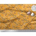 thumbnail image 3 of Soimoi Orange polyester Crepe Fabric Branch,Dot & American Robin Bird Print Fabric by Yard 52 Inch Wide, 3 of 3