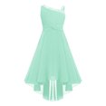 thumbnail image 1 of RUNQHUI Robe Pailletée Sans Manches pour Fille, Bretelles Asymétriques, Nœud Torsadé, Mariage, Fête, Maxi Vert Menthe 8, 1 of 7