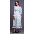 thumbnail image 3 of Bimba Tie-Dye Ladies Bishop Sleeve Round Neck Ruffle Maxi Smocked WaistDress-Small, 3 of 5