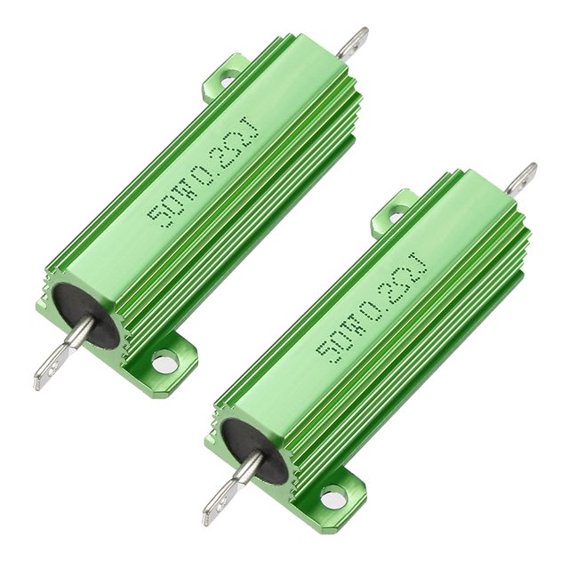 Unique Bargains Boîtier en Aluminium 50W 0.2 Ohm Montage sur Châssis Résistance de Puissance Enroulée Vert 2 Pcs