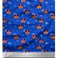 thumbnail image 1 of Soimoi Blue Rayon Fabric Musical Notes,Dot & Goggles Fashion Print Fabric by Yard 56 Inch Wide, 1 of 3