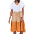 thumbnail image 1 of Kcodviy Robe d'Été Décontractée Ample à Rayures pour Femme, Patchwork à Pois, Col en V, Courte, Préado, Robes Décontractées, Manches, Robe, 1 of 6