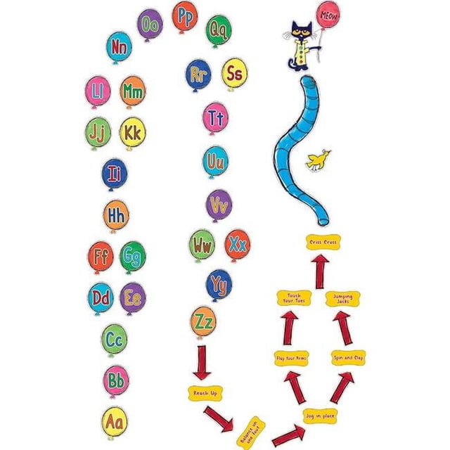 Teacher Created Resources TCR77540 Pete the Cat Alphabet Balloons Sensory Path, Multi Color