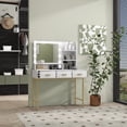 thumbnail image 2 of HOMCOM Vanity Table, Makeup Table with LED Mirror and Storage, White, 2 of 10