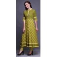 thumbnail image 3 of Bimba Kurtis Indiennes à Pois Verts et à Blocs Floraux pour Femmes, Kurti Anarkali Imprimée en Ligne A, Robe Ethnique Décontractée - Grand, 3 of 5