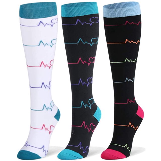 Compression Socks for Women & Men Circulation - 20-30mmHg 3 Pairs Compression Stockings for Nurse, Pregnancy