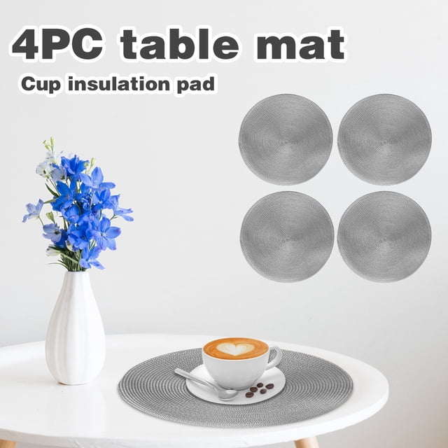 TIMIFIS Placemats Home Essentials 38cm Tableware Placemat Non-Slip Insulated Mat Round Woven Placemat 4PCS